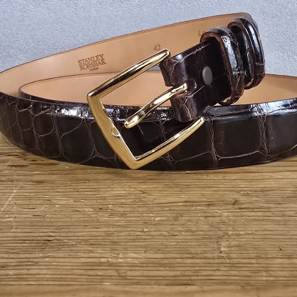 Stanley Korshak American Alligator Belt In Brown Sz 42 NWOT